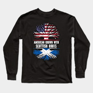 American Grown with Scottish Roots USA Flag Long Sleeve T-Shirt